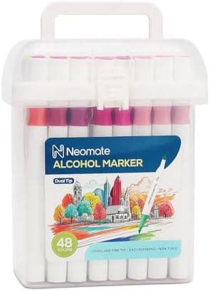 Ohuhu Alcohol Markers, 48 Colour Dual Tip Chisel & Fine Art Markers Set ...