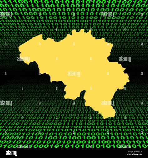 glowing Belgian map over green binary code Stock Photo - Alamy