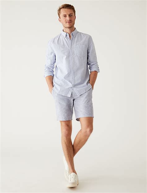 Buy Linen Rich Half-Elasticated Waist Shorts at Marks & Spencer