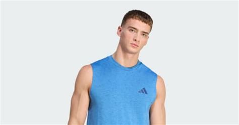 adidas WORKOUT ESSENTIALS SEAMLESS SLEEVELESS T T-Shirt - Blue | adidas ...