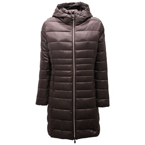 9244AC giubbotto lungo donna SAVE THE DUCK brown ultra light jacket women