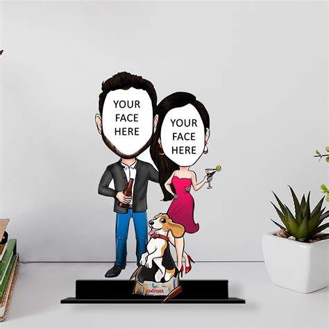 Couple With their Pet Caricature – The Gift Baskett