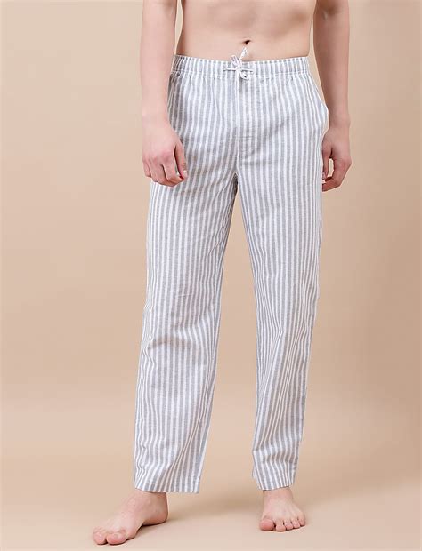 Buy Cotton Mix Striped Relaxed Fit Pants at Marks & Spencer
