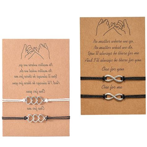 Buy 2 Couple Bracelets, Adjustable Matching Bracelets for Couples and ...