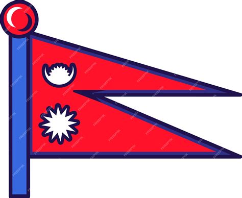 Bandera nacional del país de nepal en el vector del asta de la bandera ...