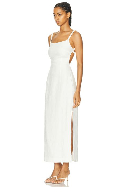 SIR. Primrose Ruched Midi Dress in Ivory | FWRD