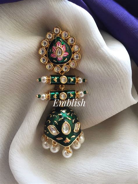 Premium kundan Meenakari rivet jhumka