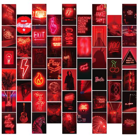 Buy 50PCS Red Neon Wall Collage Kit Aesthetic Pictures,Aesthetic Room ...