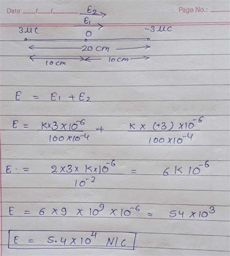 Two point charges qA = 3 µC and qB = −3 µC are located 20 cm apart in ...