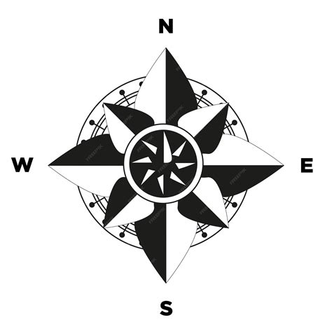 Compass rose with flower shape | Premium Vector