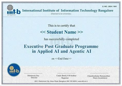 IIITB Executive Post Graduate Programme in Applied AI and Agentic AI