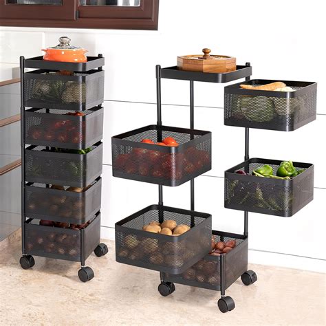 JD FRESH 5 Tier Kitchen Trolley With Wheels/Kitchen Organizer Items and ...