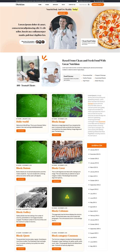 Free Diet WordPress Theme - Healthy Lifestyle Design