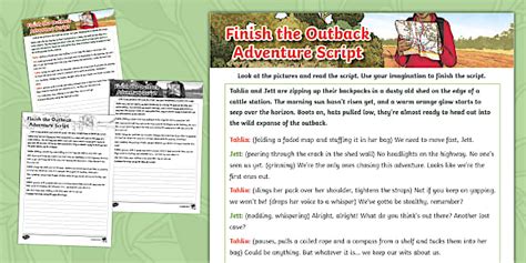 Finish the Outback Adventure Script Writing Template