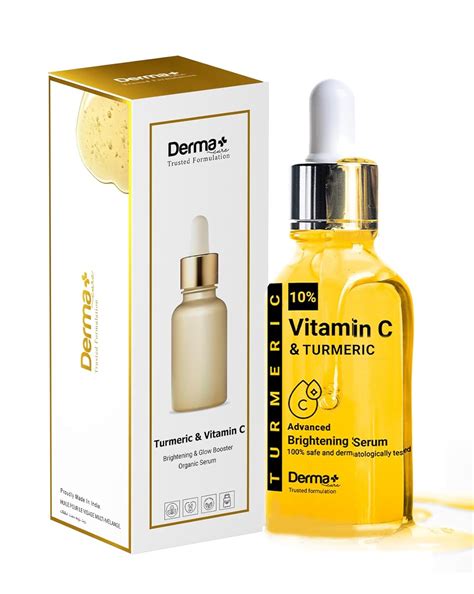 Derma Cure Vitamin C Serum with Turmeric, Vegan Glutathione Acid Serum ...