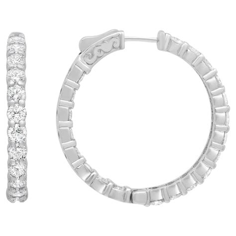 Rachel Koen Inside Out Diamond Hoop Earrings 14K White Gold 4.91Cttw ...