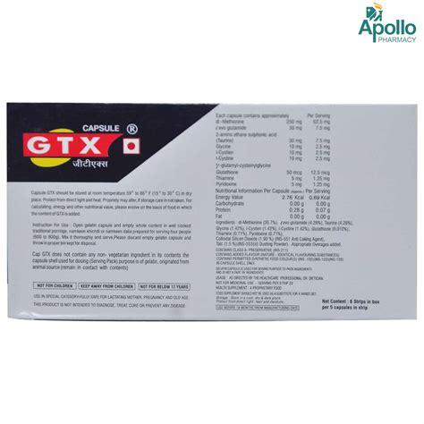 GTX TABLET 10'S Price, Uses, Side Effects, Composition - Apollo Pharmacy