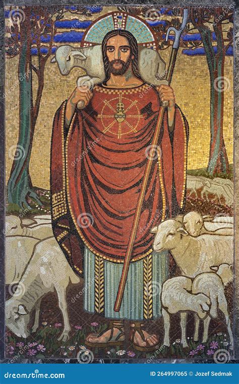 ZURICH, SWITZERLAND - JULY 1, 2022: the Mosaik of Jesus As Good Sheepherd in the Church ...