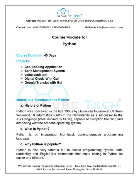 Ws Cube Tech Python - Contact Us at: +919269698122, +919024244886. Mail ...