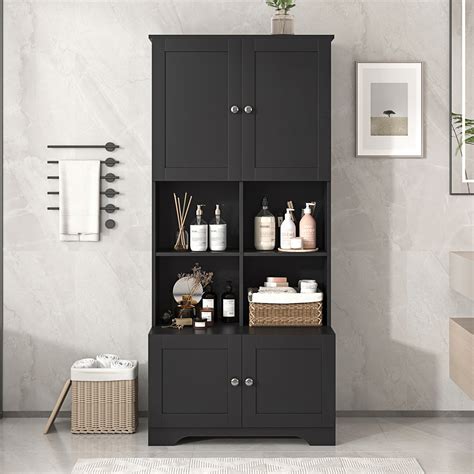 Red Barrel Studio® Modern Tall And Wide Bathroom Floor Storage Cabinet ...