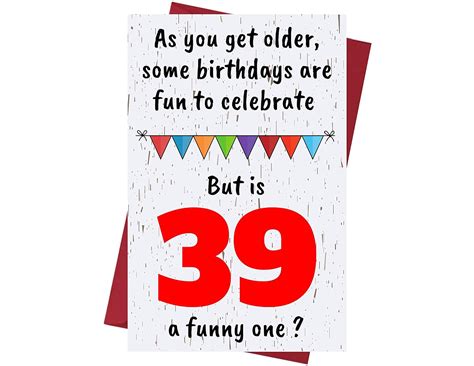 Funny Offensive Rude Sarcasm 39th Birthday Cards for Women Or Men ...