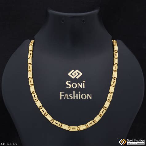Fabulous Design Gold Plated Biscuit Chain for Men - Style E179 – Soni ...