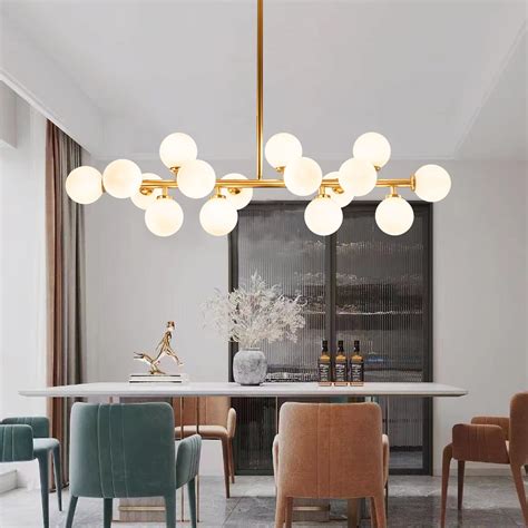 Buy Mid Century Modern Chandelier Linear Chandeliers 16-Light Brass ...
