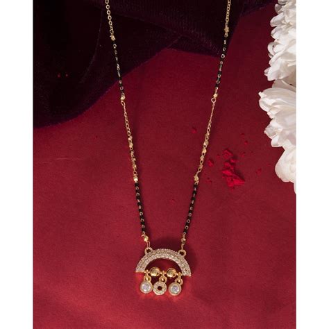 Buy VOJ Gold Plated Ad Studded Half Done Shape Mangalsutra Online