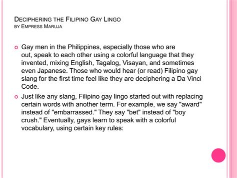 Understanding Filipino Gay Lingo | PPTX