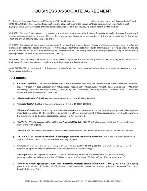 40 FREE Business Associate Agreements (BAA Forms)