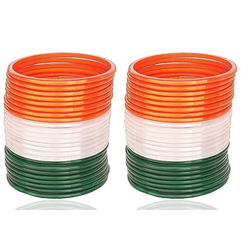 Buy A k Tricolor Plain Glass Bangles Set for Girls and Women for ...