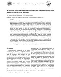 Acclimation and growth of hatchery produced false clown Amphiprion ...