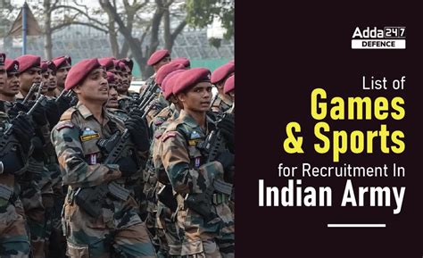 List of Games and Sports for Recruitment In Indian Army