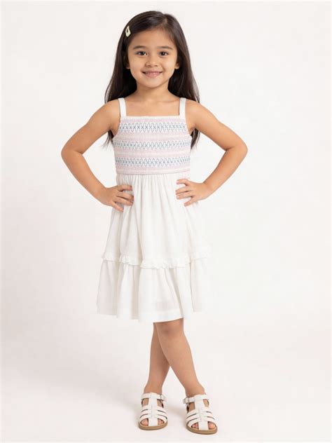 Buy Utsa Kids Girls White Embroidered Fit-and-Flare Dress - (2-8 yrs ...