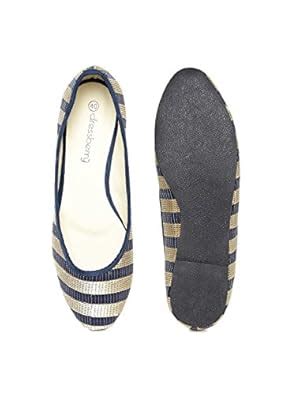 Buy DressBerry Women Navy & Gold-Toned Ballerinas (5) at Amazon.in