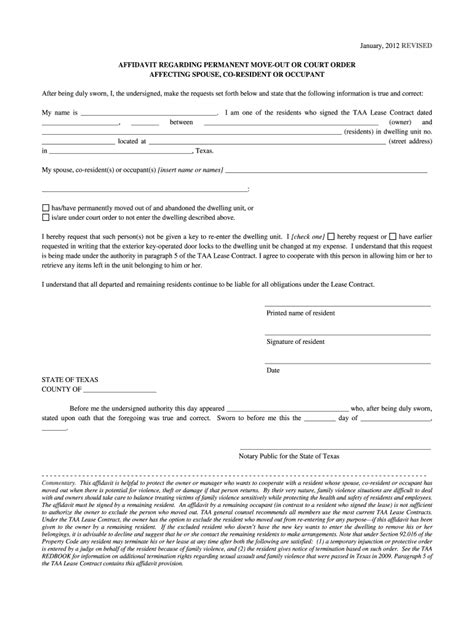 2012-2026 Form TX Affidavit Regarding Permanent Move-Out or Court Order ...