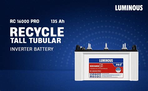 Luminous Red Charge RC 16000 PRO Short Tubular Inverter Battery for ...