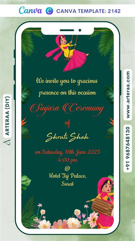 Sinjara ceremony invitation card Canva Editable Template in english la ...