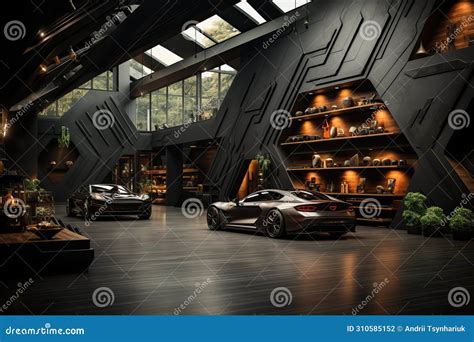 Studio Interior with Carbon Fiber Texture. Dealer Center Selling Sports Cars. Stock Photo ...