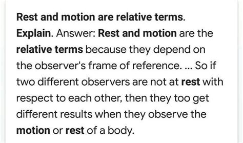 Rest and motion are relative terms... Explain WD n example - Brainly.in