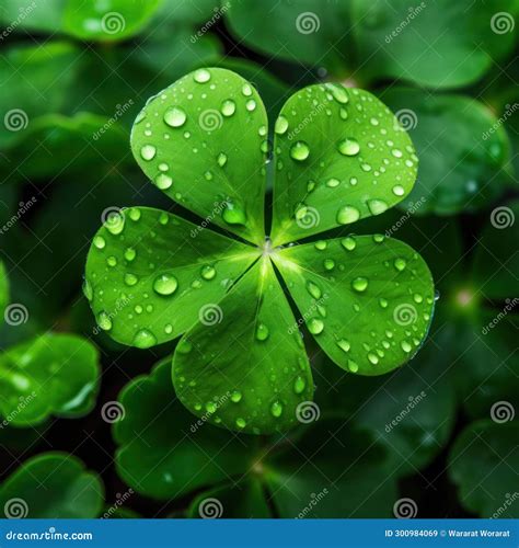 Close Up Fresh of Green Four-leaf Clover Stock Illustration ...