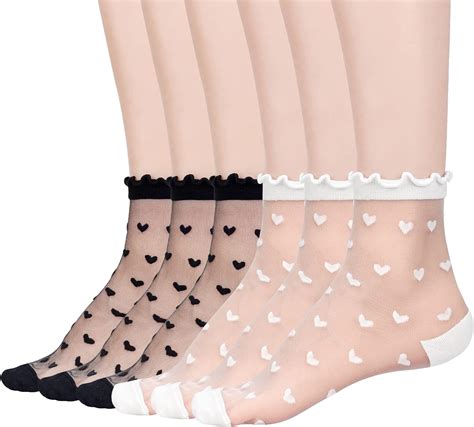 Mcool Mary Women's Ruffle Sheer Mesh Casual Lace Socks - Summer Ultra ...