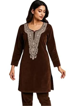 Buy Grok Embroidered Cotrise Velvet Co-ords Set for Women,Aari work (IN ...