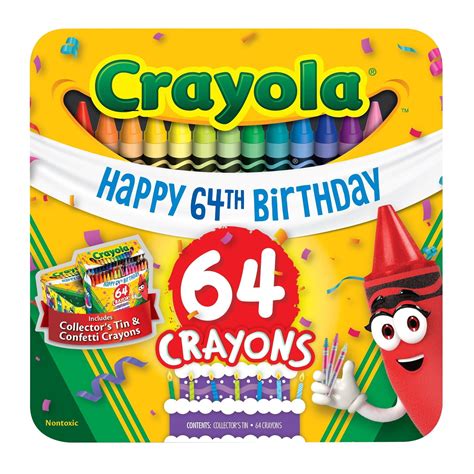 Crayola Crayons, 64 Count, 64th Birthday Tin, India | Ubuy