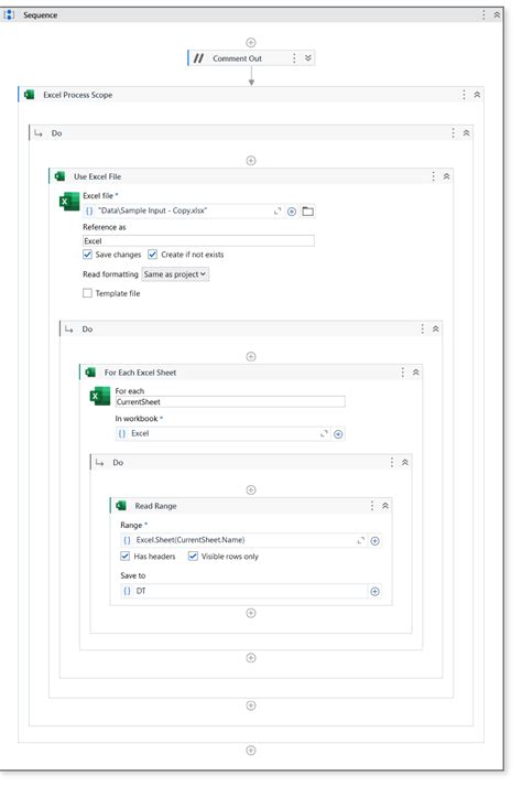 Image result for UiPath 2021 Version 10.4 Excel Read Range Example