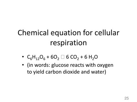 Chemical Equation For Cellular Respiration
