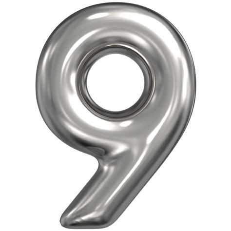 3d representación de número 9 9 plata 46552532 PNG