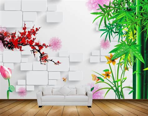 Avikalp MWZ0503 Orange Pink Flowers Plants 3D HD Wallpaper – Avikalp ...