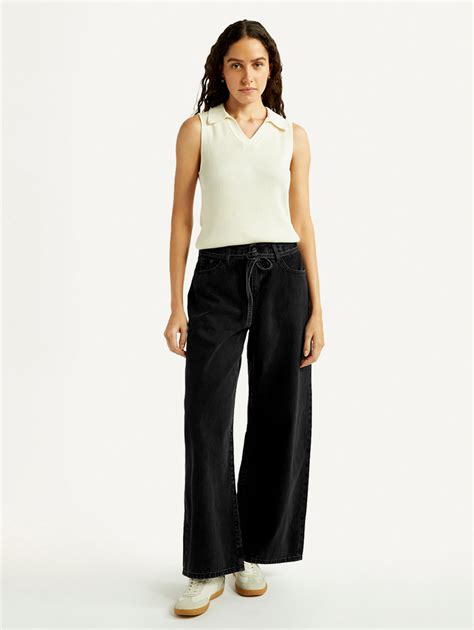 Women's Black XL Straight Loose Fit Mid Rise Jeans – Levis India Store