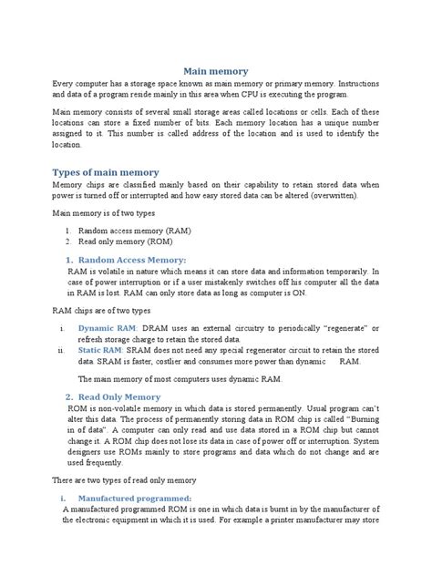 Image result for Main Memory